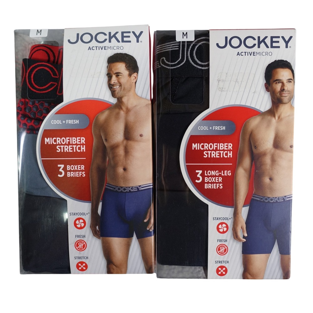 Jockey ActiveMicro Boxer Briefs Men Medium Microfiber Stretch StayCool+ 6 Pack